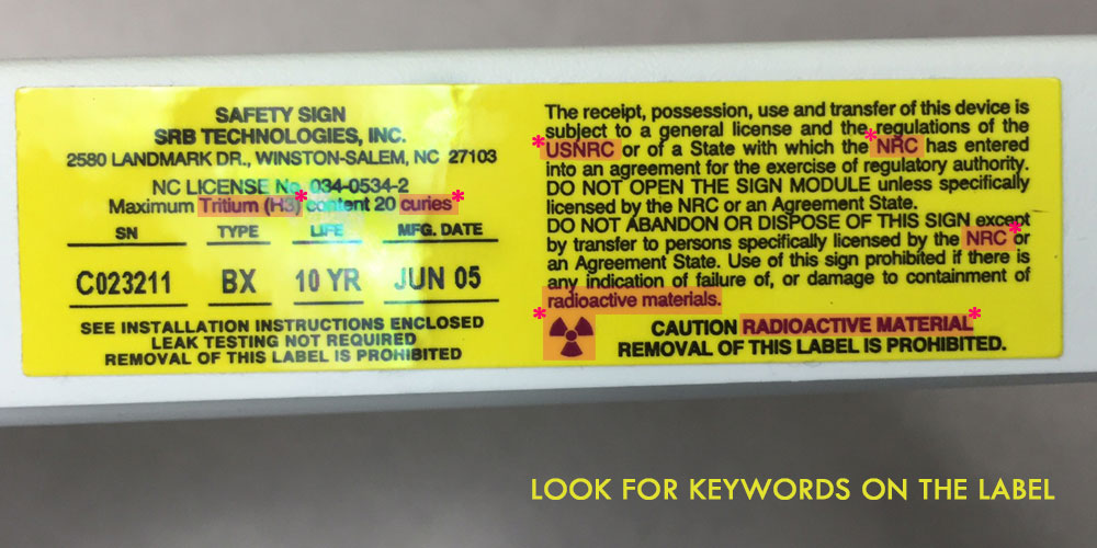 Identify Radioactive Exit Signs | TRC